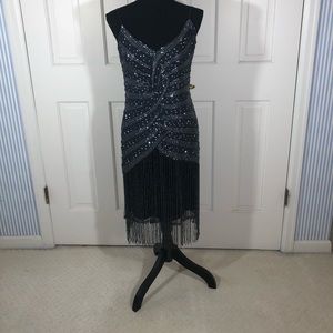 Sténay Beaded Sheath with Spaghetti Straps